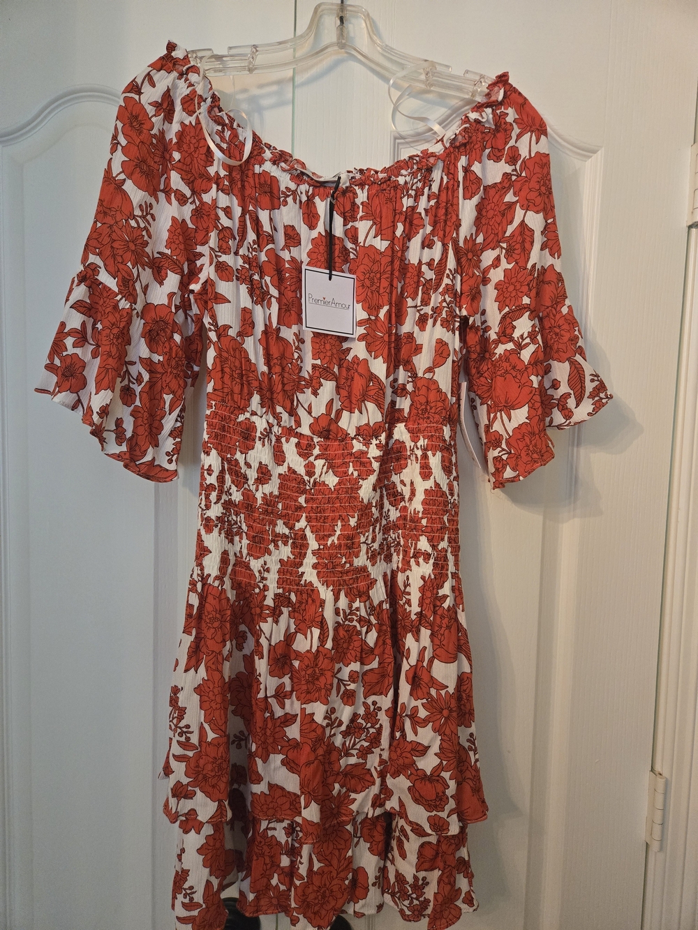 RanchHouse Red Floral Off-Shoulder Mini Dress